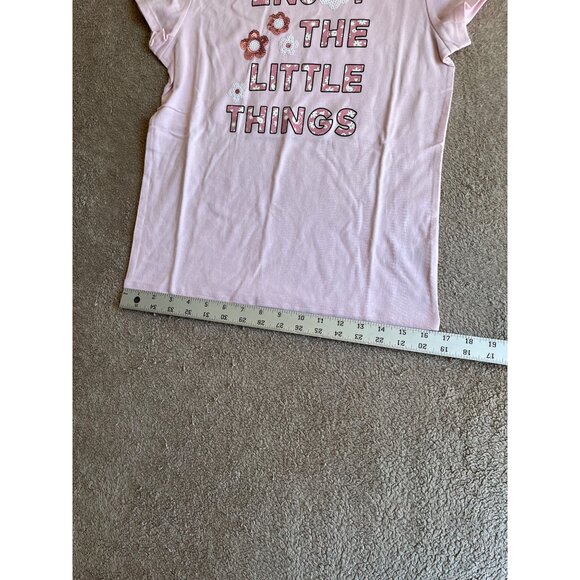 Pink Wonder Nation Girls T-Shirt L/10-12 "Enjoy The Little Things" Floral Sequin - Picture 10 of 10